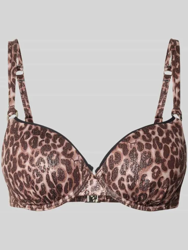 Joop! Bikini-top in alloverlook model 'Leopard Beach' Zwart