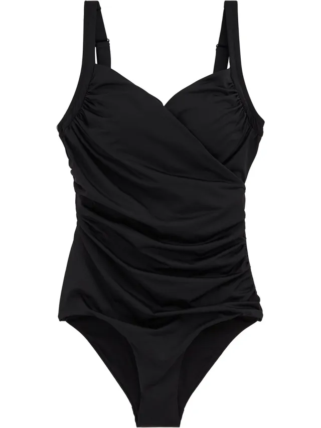 WE Fashion Dames badpak met plooien Black