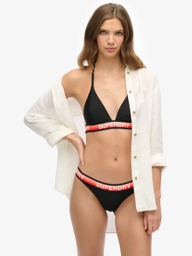 Superdry Klassiek gestreept bikinibroekje - Dames - Badpakken zwart