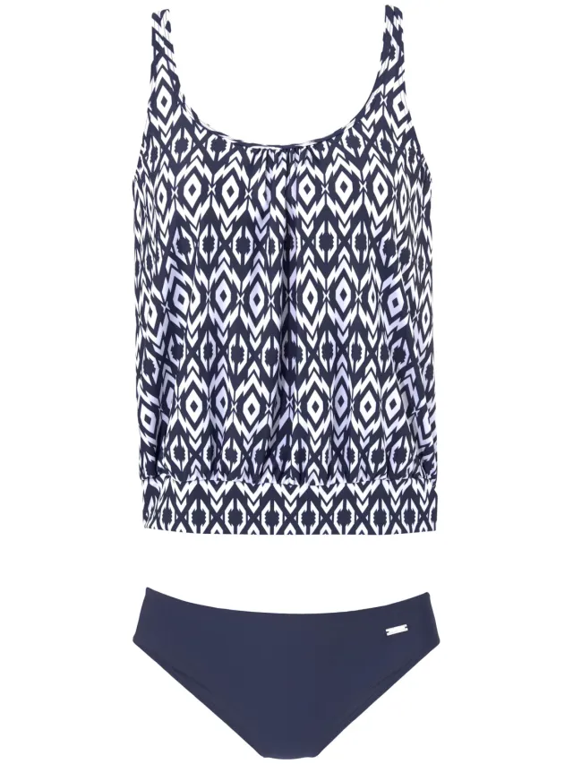 LASCANA oversized tankini marineblauw met wit, foto 2