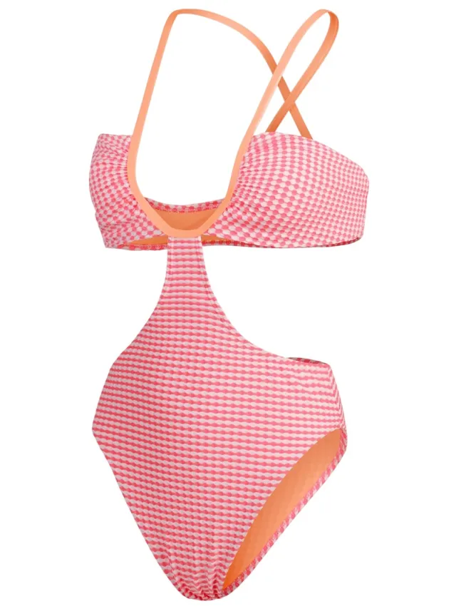 Speedo Dames Gingham Eénstuk Zwemoutfit (Lichtroze)