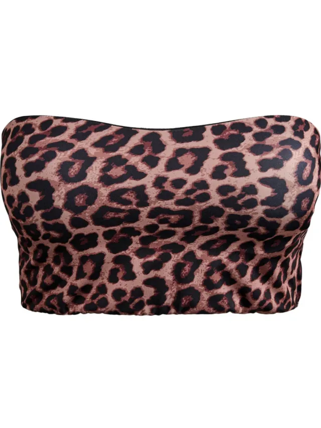 Zizzi CAANNE strapless bandeau bikinitop panterprint bruin, foto 2