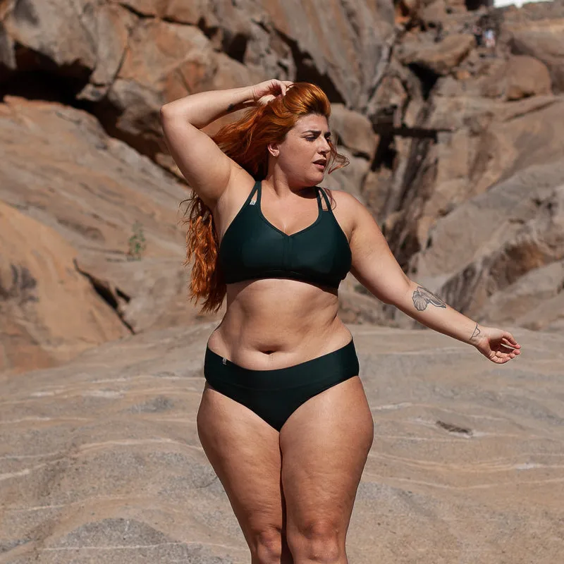 Inaska dames vegan Bikinibroekje Soft Waist Flow Donkergroen