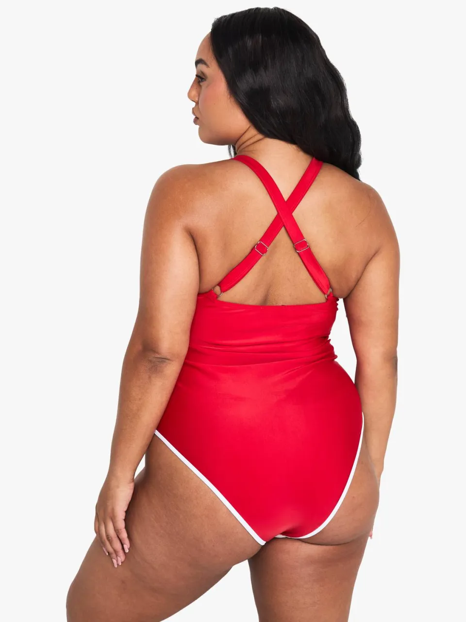 boohoo Dames Plus Contrast Binding Badpak rood, foto 2