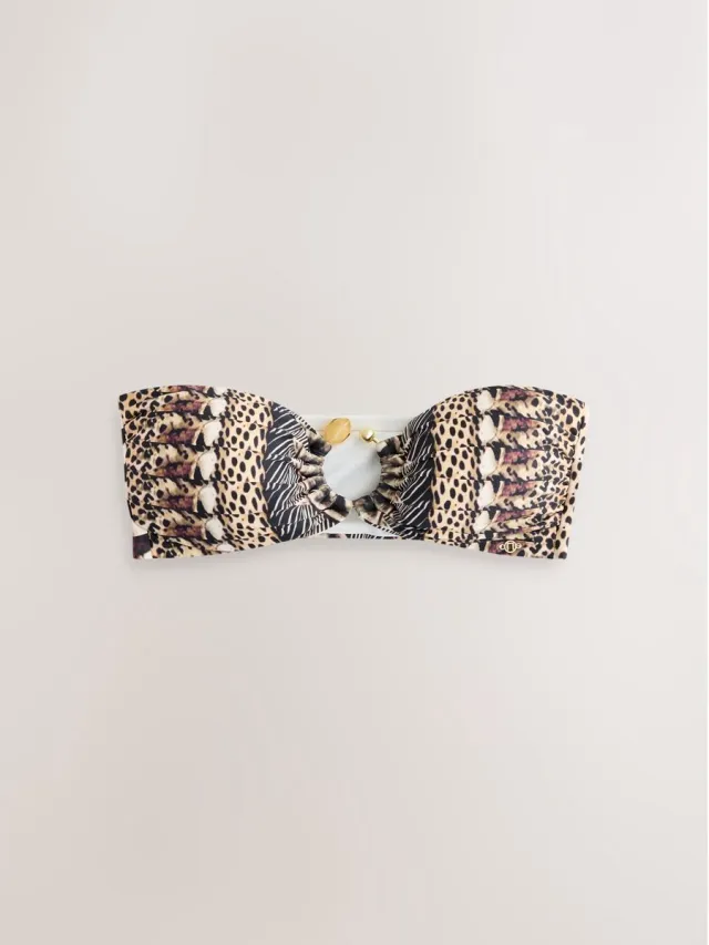 Next Dames - Bandeaubikinitop met hardware - Dierenprint Brown Multi Animal