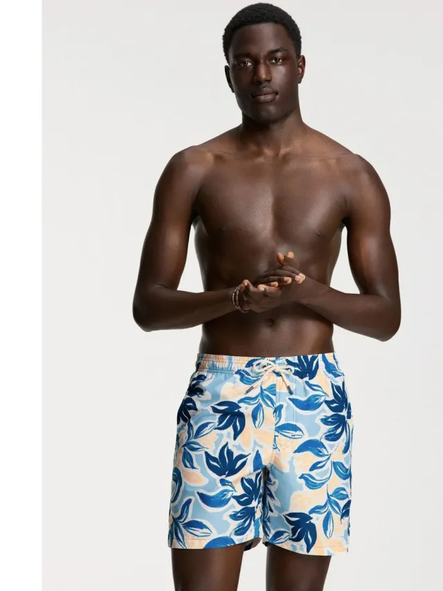 Shiwi Mike Floral Leafs zwemshorts blauw