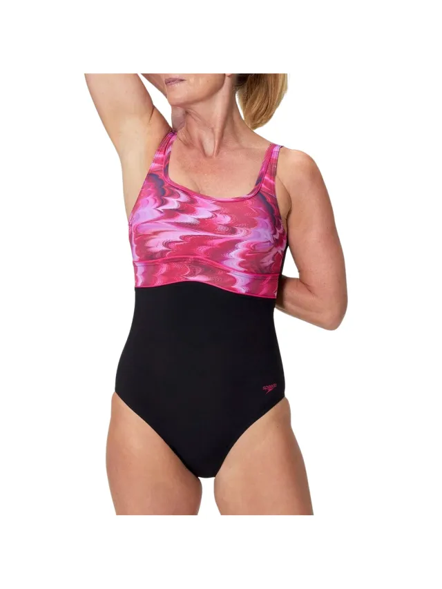 Speedo New Contour Eclipse Badpak Dames zwart - roze
