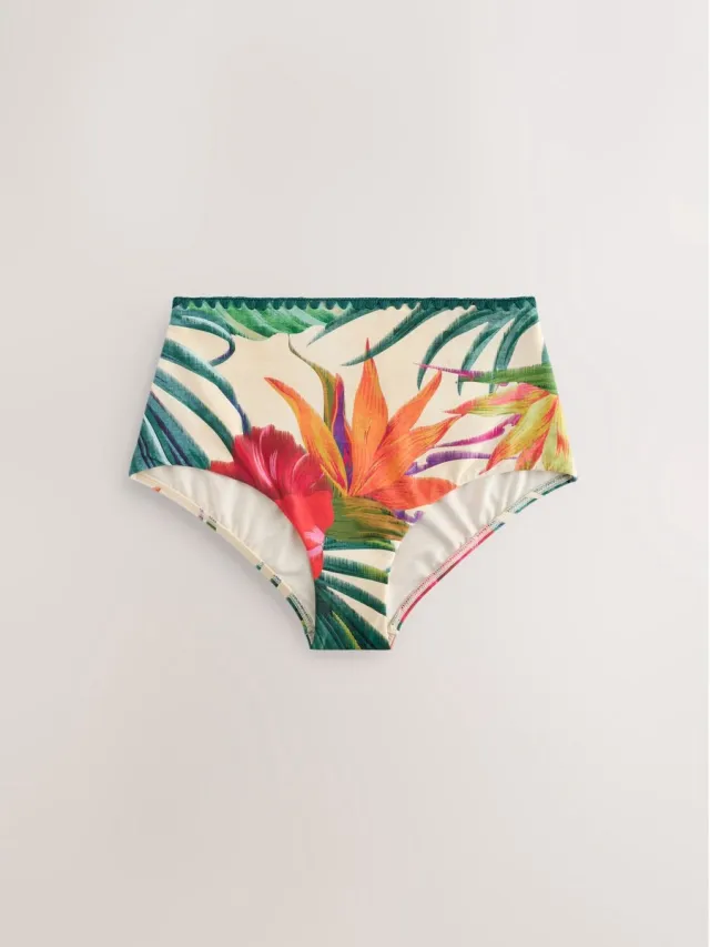 Next Dames - Midi-bikinislip met hoge taille - Rood Red Tropical