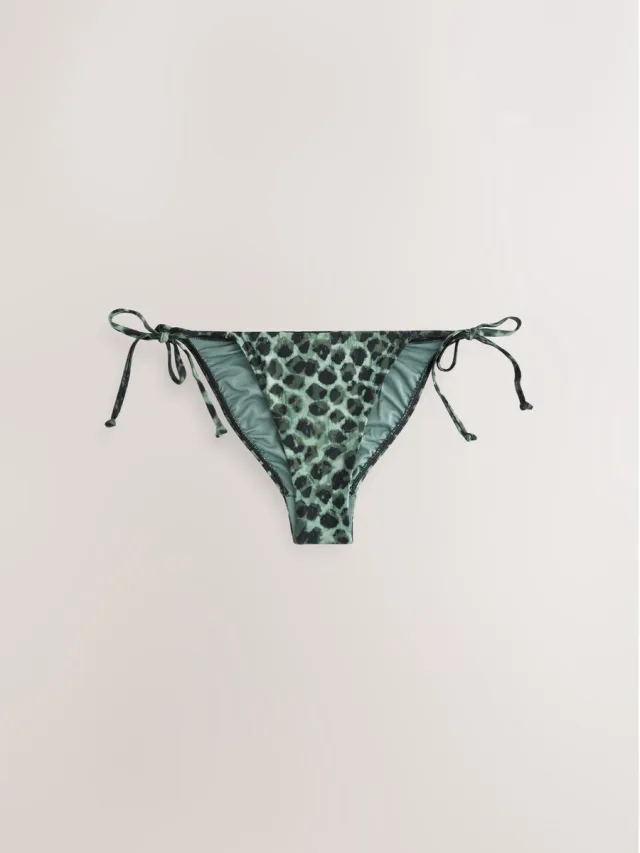 Next Dames - Bikinislip strik zijkant - Dierenprint Green/Black Leopard Print