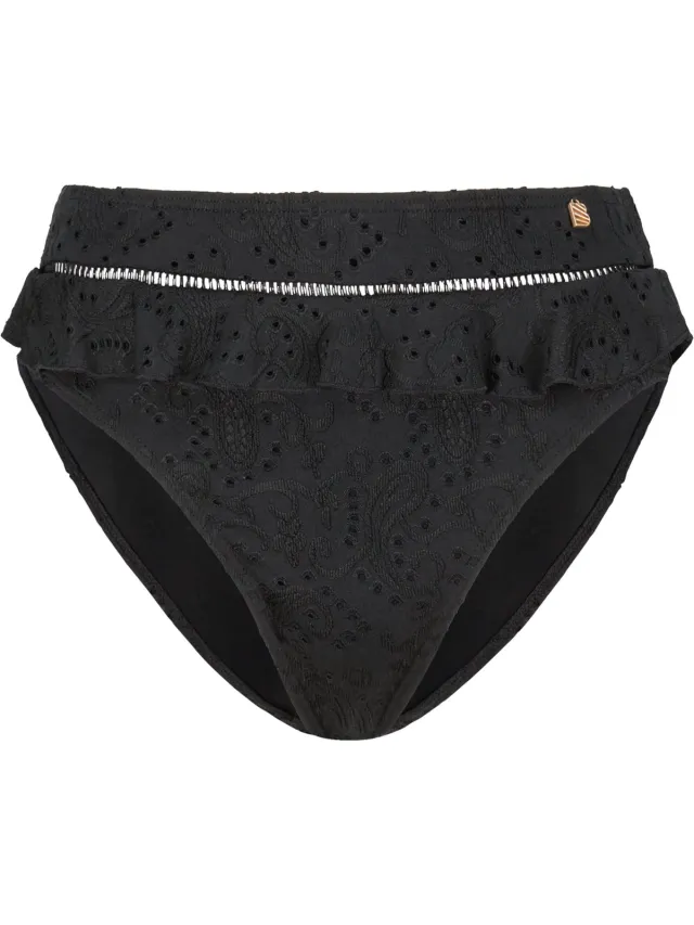 Beachlife Black Embroidery High Waist bikinibroekje Zwart