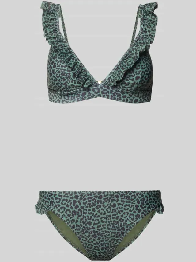 Shiwi Bikiniset in all-over look met ruches Olijfgroen