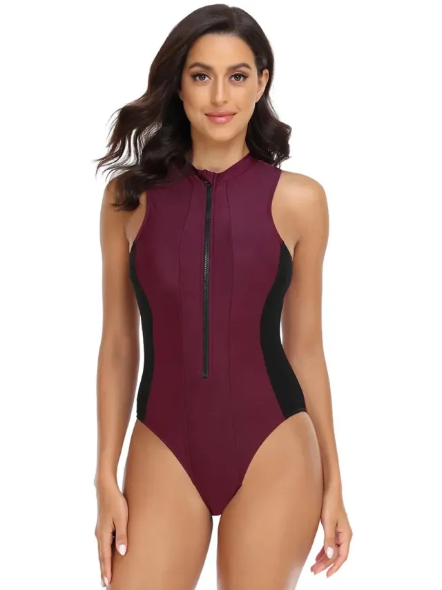 RedParrot Sportief Badpak - Dames Zwemkleding - Sport - Zwemmen - Bikini Bordeaux Rood