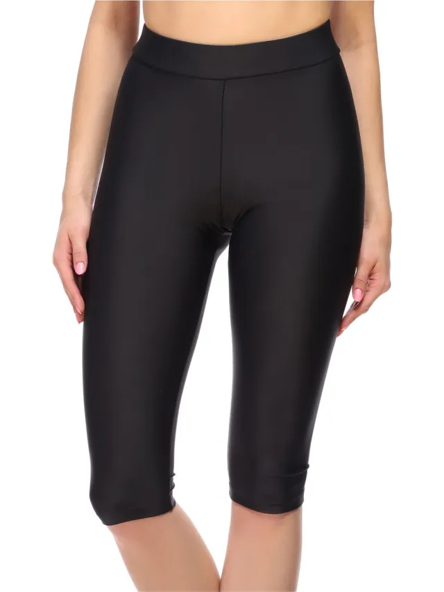 Merry Style MS-MS10-334-SWLE Dames lange Zwembroek - Zwemshorts - Bikinibroekje - Elastische tailleband - Polyamide & Elastaan - Zwart - 42