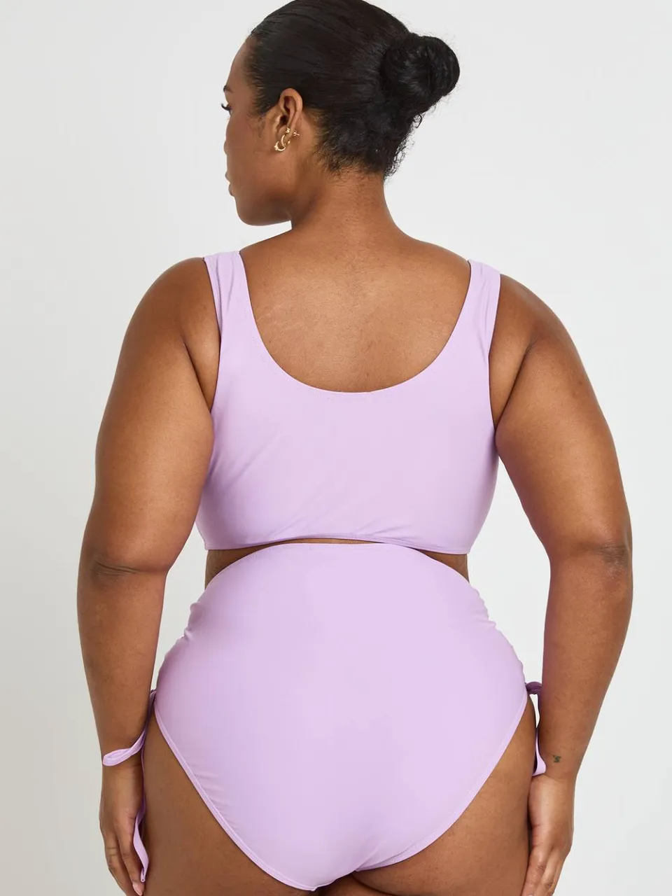 boohoo Dames Plus Buikcontrolerende Geplooid Hoge Taille Bikinibroekje lila, foto 4