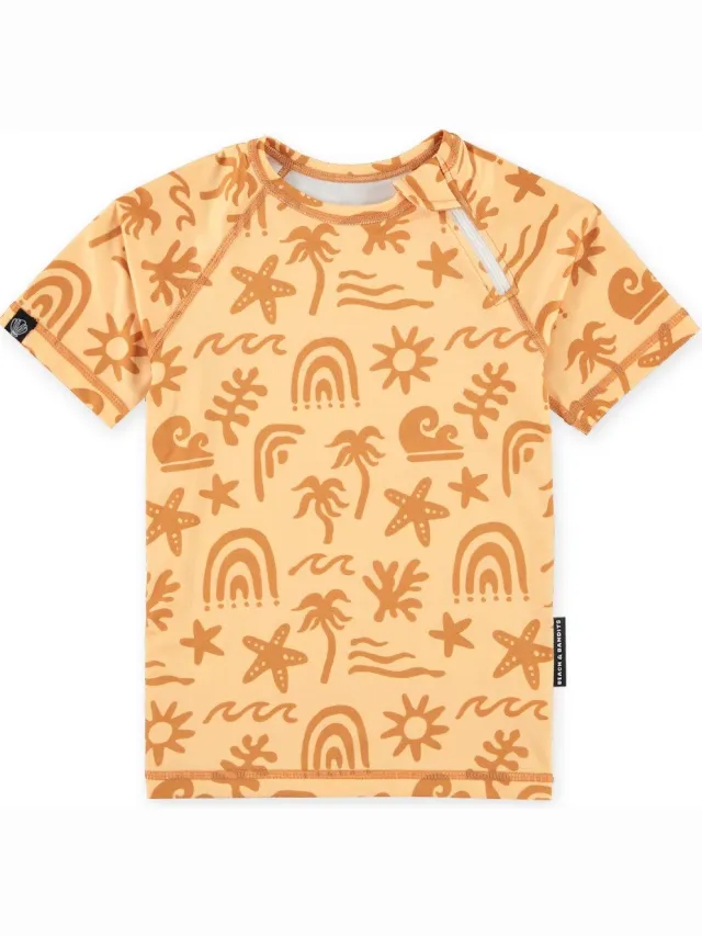 Beach & Bandits TROPICAL VIBES APRICOT TEE – 128/134 – Zwemshirt korte mouw UV50+ bescherming