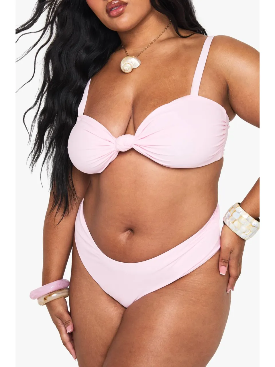 boohoo Dames Plus Geknoopte Bikini roze, foto 4