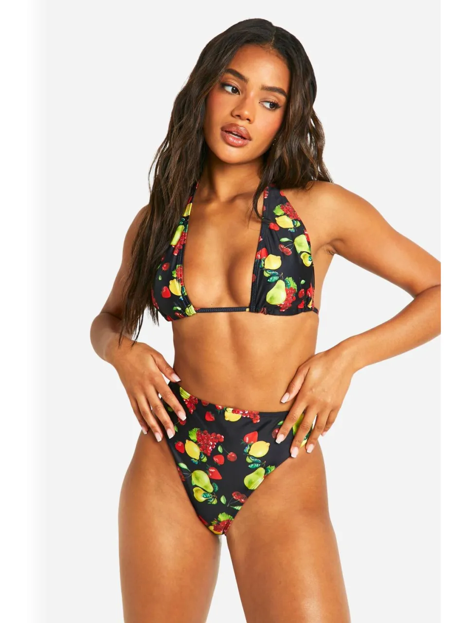 boohoo Dames Fruitprint Hipster Bikini-slip zwart, foto 2