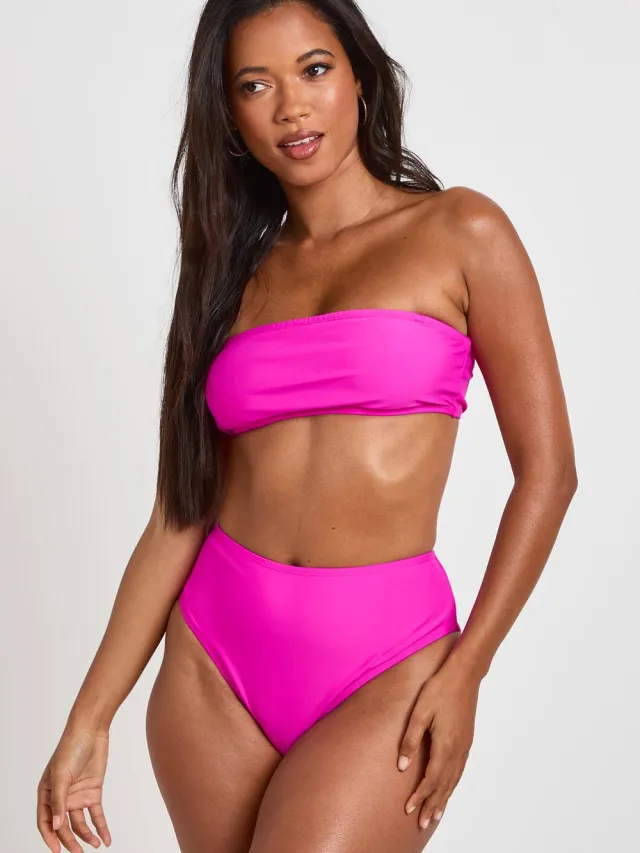 boohoo Dames Essentials Hoge Taille Bikinibroekje Fuchsia