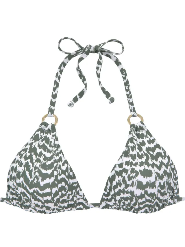 triangelbikinitop olijf geprint, foto 2