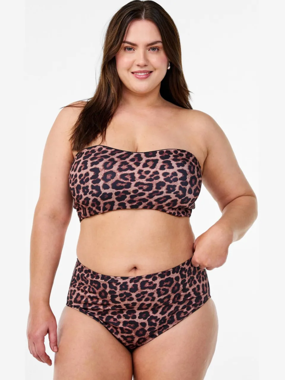 Zizzi high waist bikinibroekje CAANNE bruin