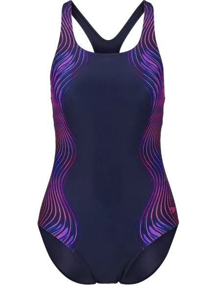 Speedo Print Medalist badpak donkerblauw