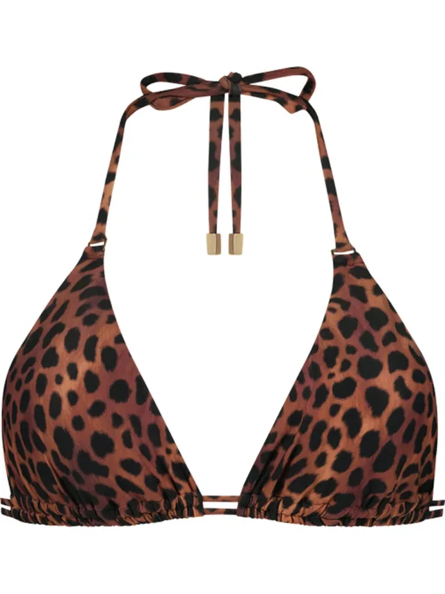 Beachlife Leopard Lover triangel bikinitop Zwart
