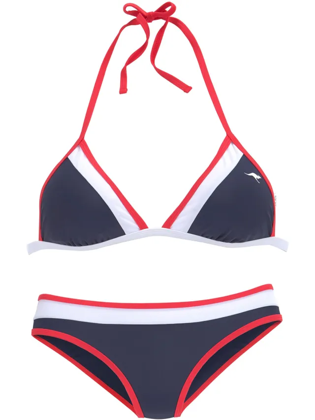 Triangelbikini marineblauw rood-wit, foto 2