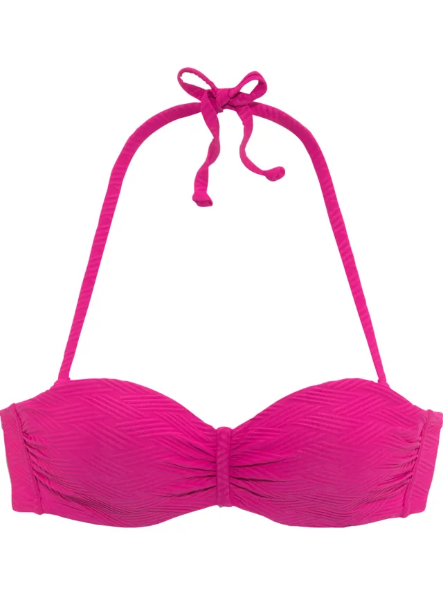 Bandeaubikinitop met beugel zwart wit pink