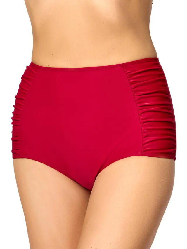 Merry Style Dames Zwembroek - Bikinibroekje - Elastische tailleband – Polyamide & Elastaan – Wijn rood (4242) – 42 - MS-MS10-119-SL