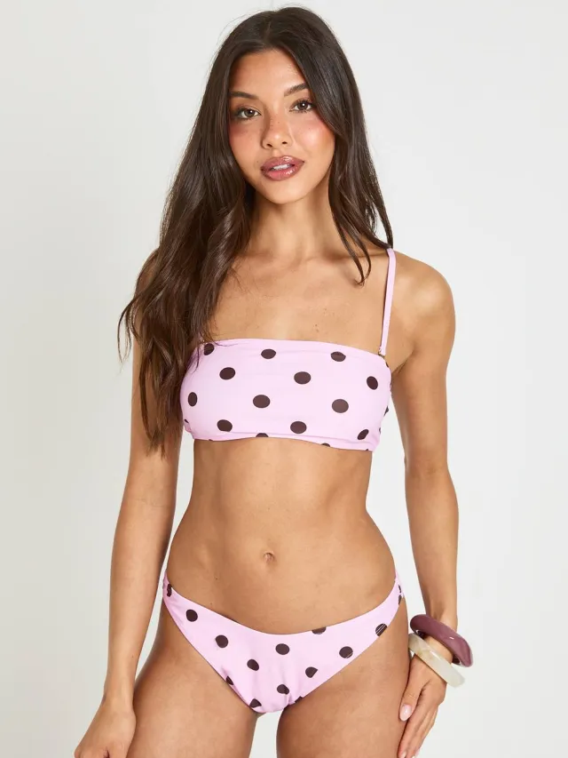 boohoo Dames Polkadot Essentials Bandeau Bikinitop Met Afneembare Band Roze