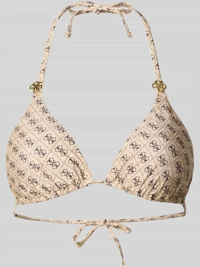 Guess Bikinitop met all-over logoprint Beige