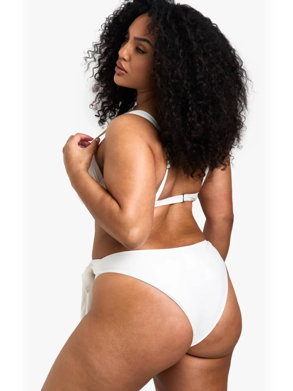 boohoo Dames Plus Swimwear Essentials Tie High Waist Brief wit, foto 2