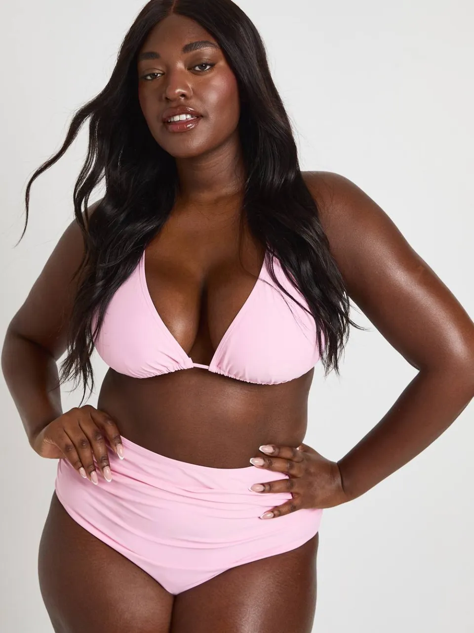boohoo Dames Plus Essentials Driehoek Bikini Top roze, foto 3