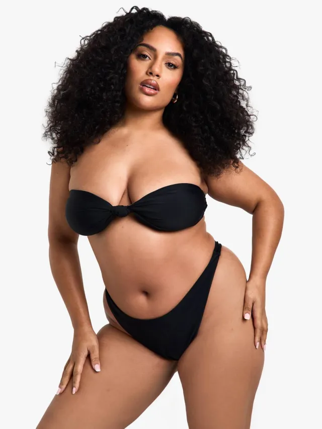 boohoo Dames Plus Zwemkleding Essentials Tanga Zwart