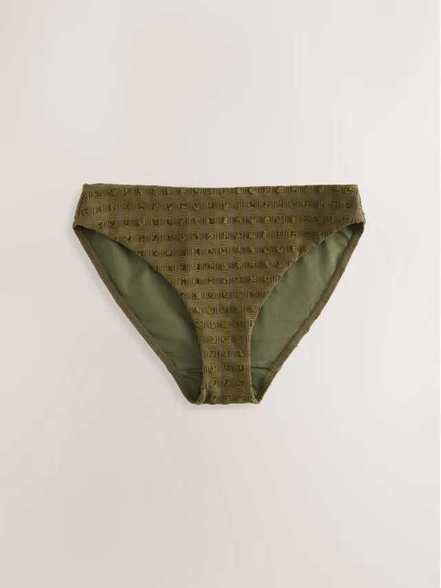 Next Dames - Hoog uitgesneden bikinibroekje - Groen Olive Green Seersucker