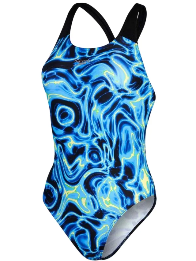 Speedo Dames Allover Digitale Zwem Overall (Blauw/Zwart), foto 2