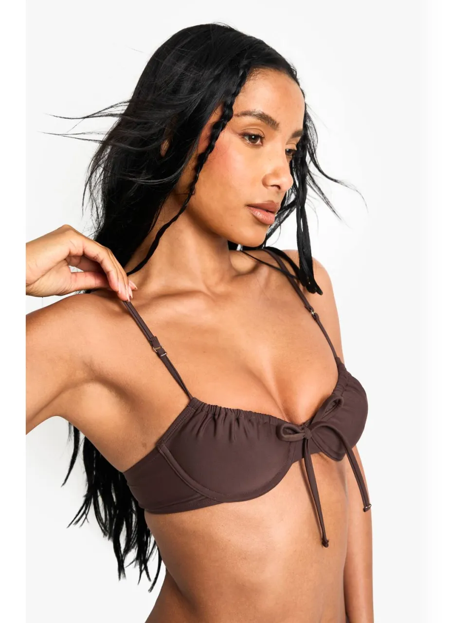 boohoo Dames Swimwear Essentials Bikini Top met beugels chocoladebruin, foto 3
