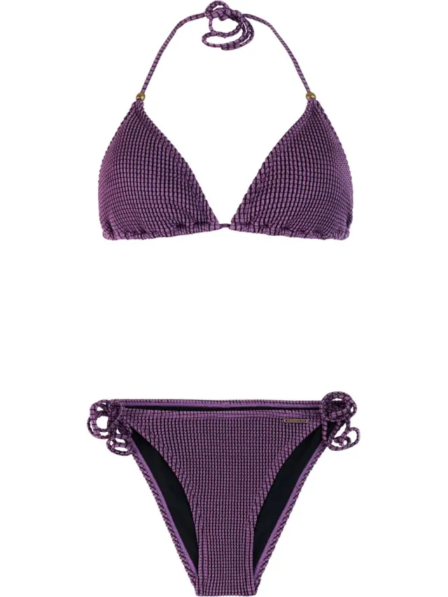 Protest PRTLayo - Triangel bikini set Dames - Koordsluiting - Uitneembare vulling - Cheeky dekking - Normale pasvorm - Zwart Jelly Purple