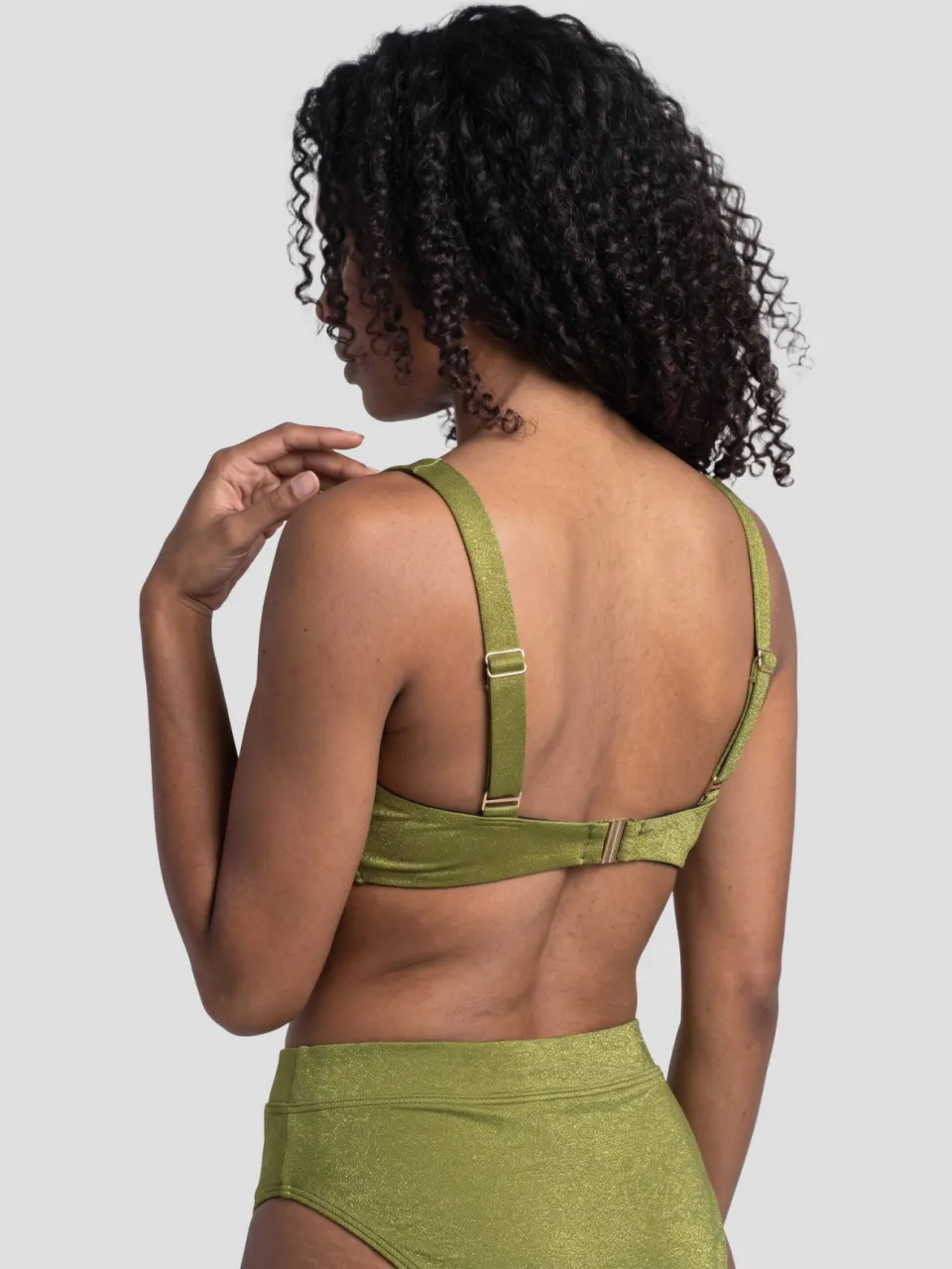 BEACHWAVE high waist bikinibroekje met lurex - olijfgroen, foto 6