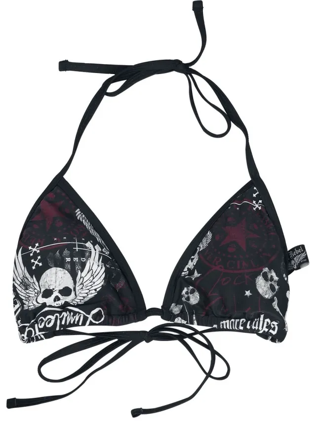Rock Rebel by EMP zwarte triangel-bikinitop Mix and Match met uitneembare pads - Dames