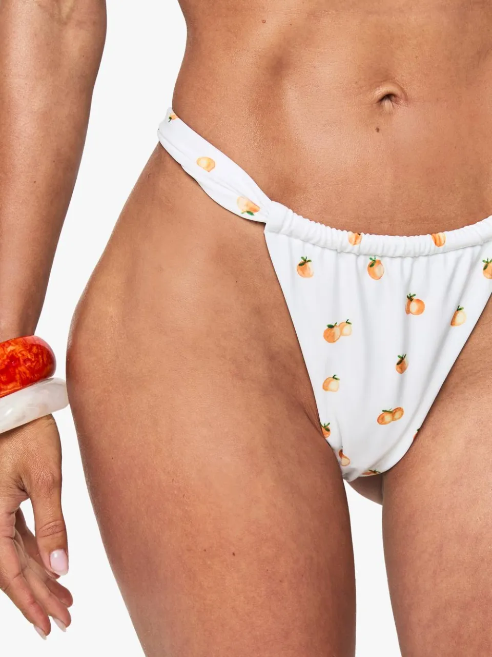 boohoo Dames Bikini slip met tangerineprint en ruches oranje, foto 4