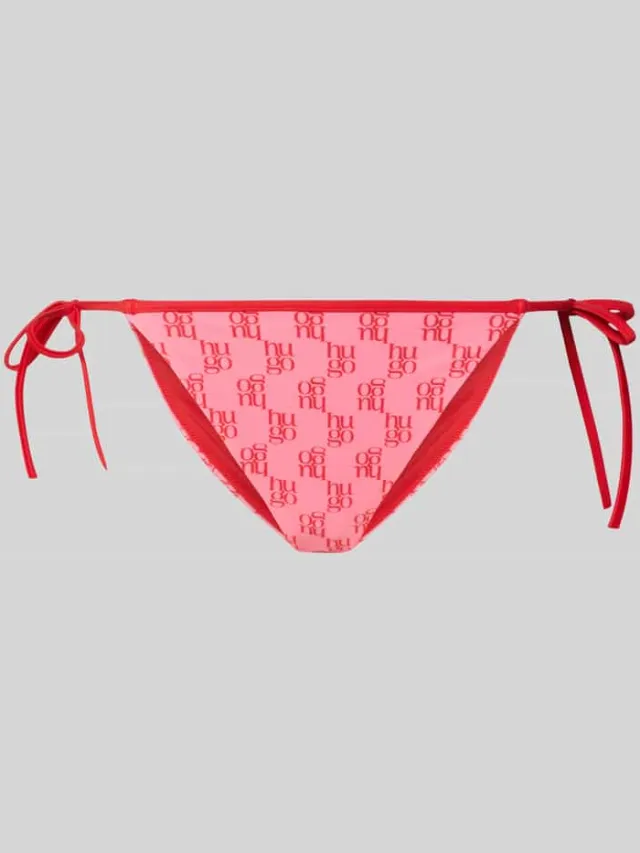 Hugo Bikinibroekje met all-over logomotief model 'MONOGRAM SIDE TIE' Felroze