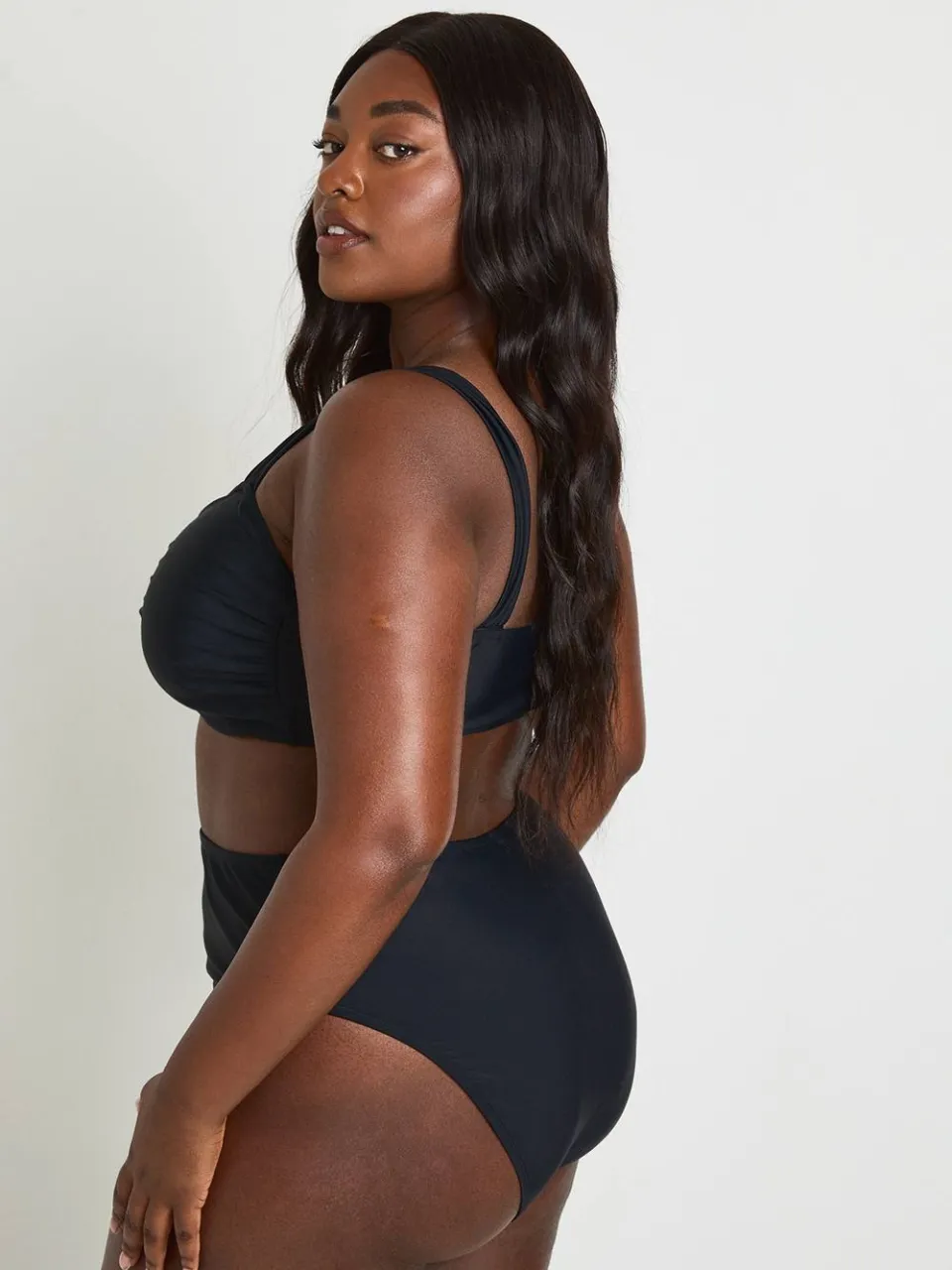 boohoo Dames Plus Bikiniset Met Geknoopte Top En Hoge Taille Broekje zwart, foto 2