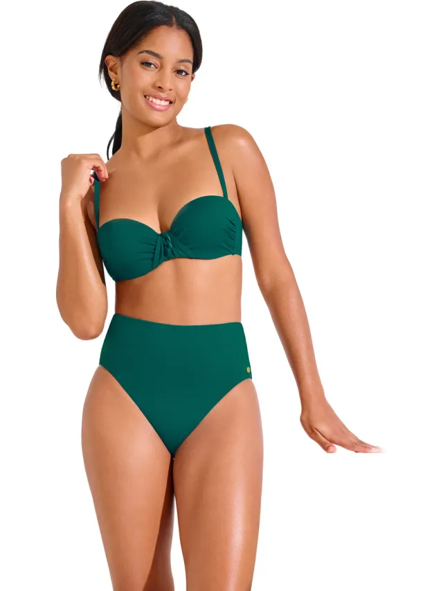 Lisca Palma hoog uitgesneden zwemshort met hoge taille groen