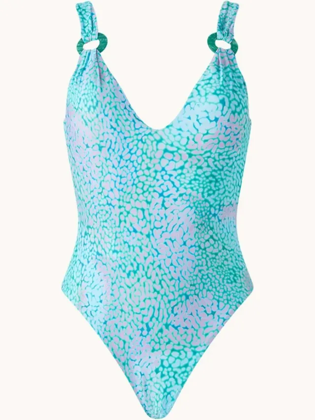 Seafolly SeaSkin badpak met print en uitneembare vulling blauw