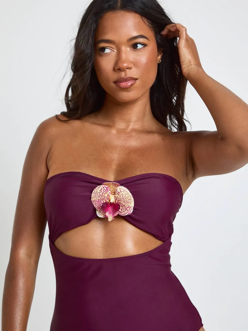 boohoo Dames Badpak Met Orchidee Detail En Cut-out violet, foto 3