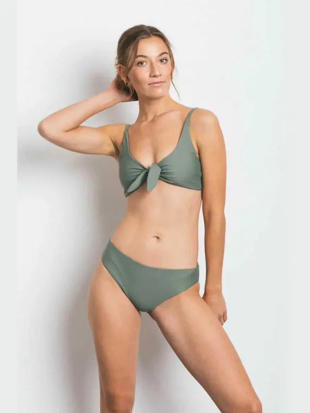 OCEANCHILD dames vegan Bikinitop Iris Bow Saliegroen, foto 2