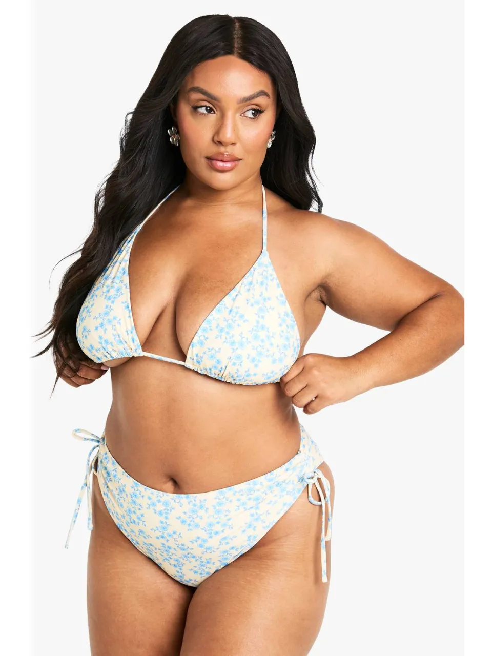 boohoo Dames Plus Ditsy Print Buikcontrole Hoge Taille Slip citroen, foto 2