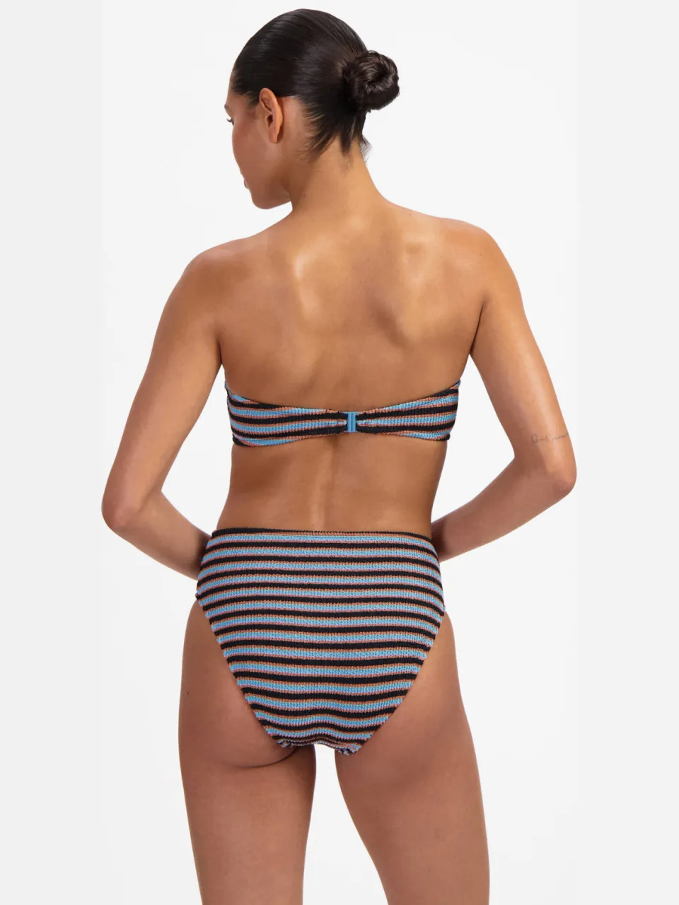 Beachlife bandeau bikinitop blauw bruin, foto 4