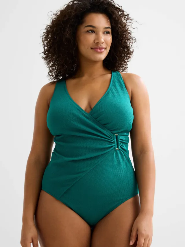 BEACHWAVE Curve corrigerend badpak met textuur groen